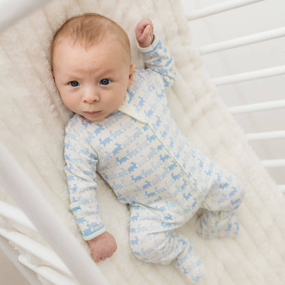 Sky Bunny Hop Pima Cotton Zip Footie