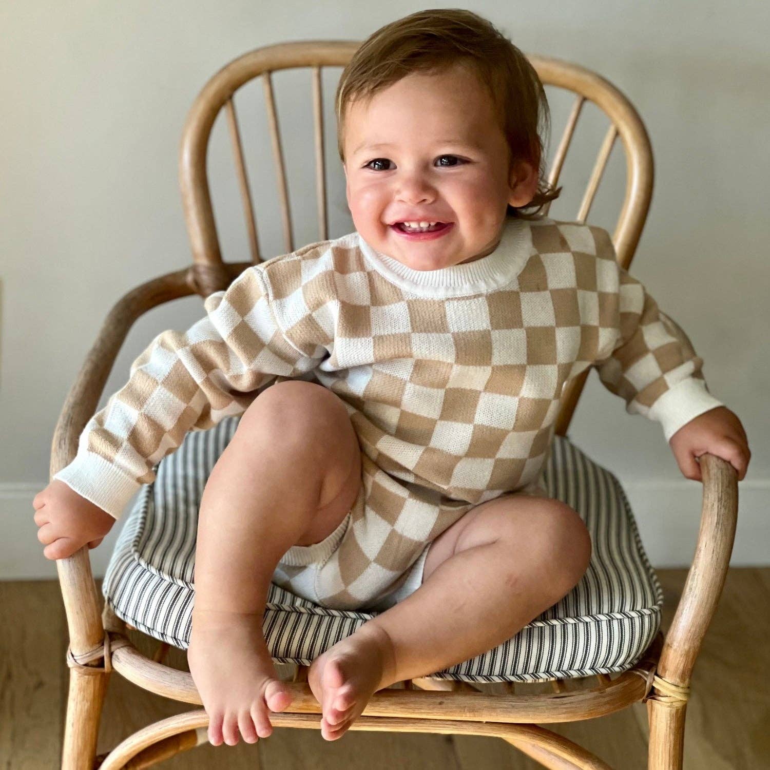 Knit Long Sleeve Set - Checkered