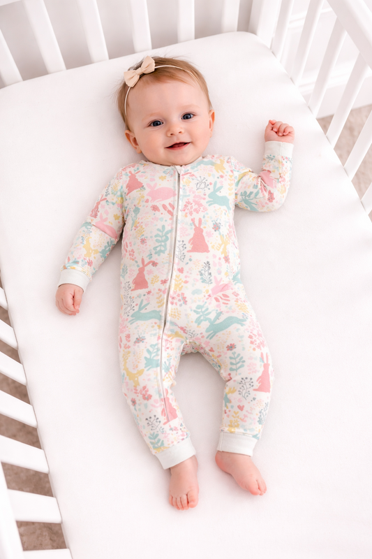 Bunny Snuggles Zip Up Bamboo Pajamas