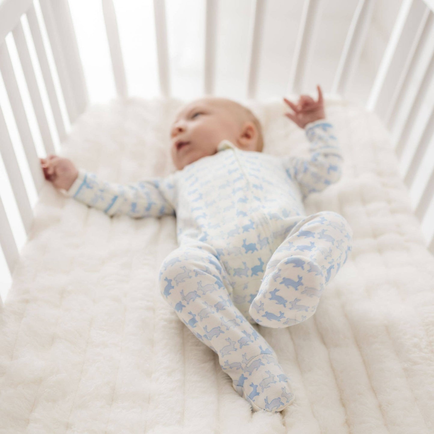 Sky Bunny Hop Pima Cotton Zip Footie