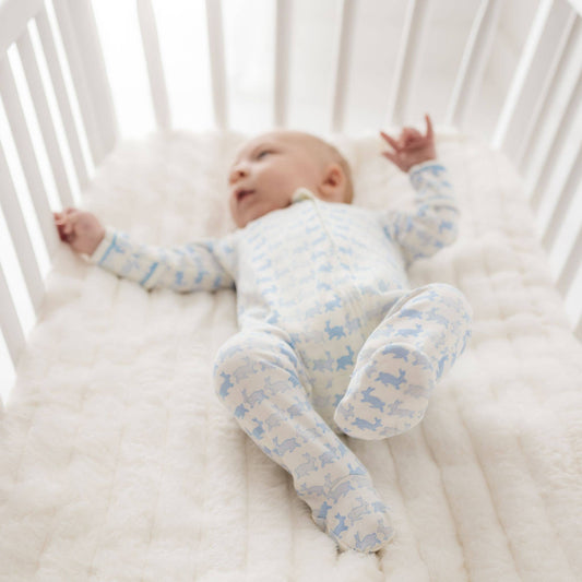 Sky Bunny Hop Pima Cotton Zip Footie