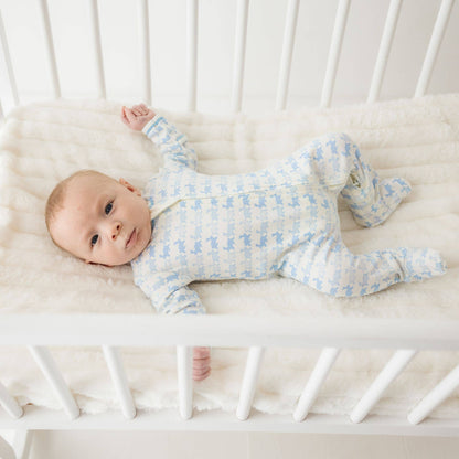 Sky Bunny Hop Pima Cotton Zip Footie