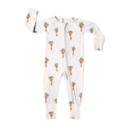 Cuddly Carrots Zip Up Bamboo Pajamas
