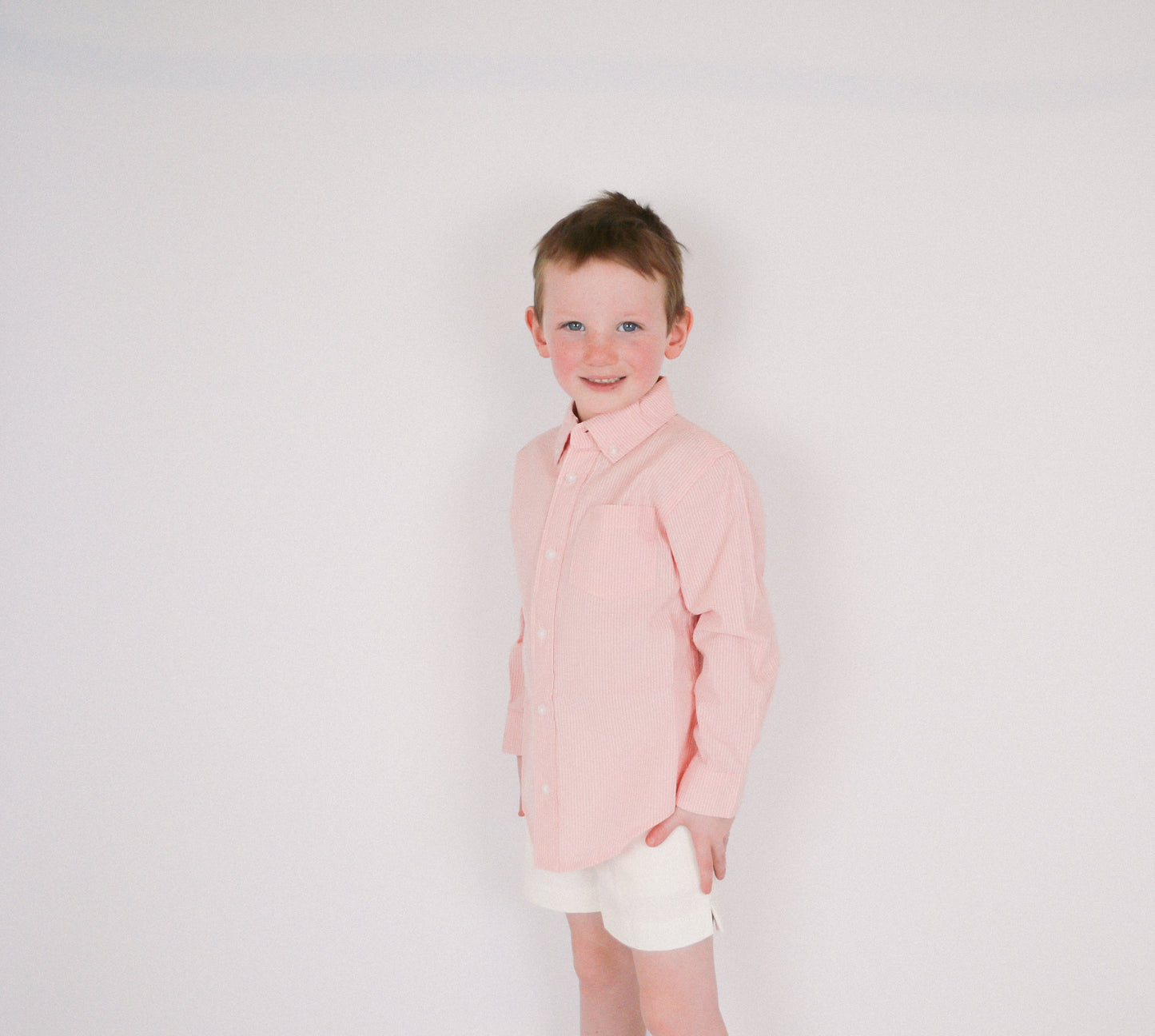 Tonal Rose Seersucker Long-Sleeve Shirt