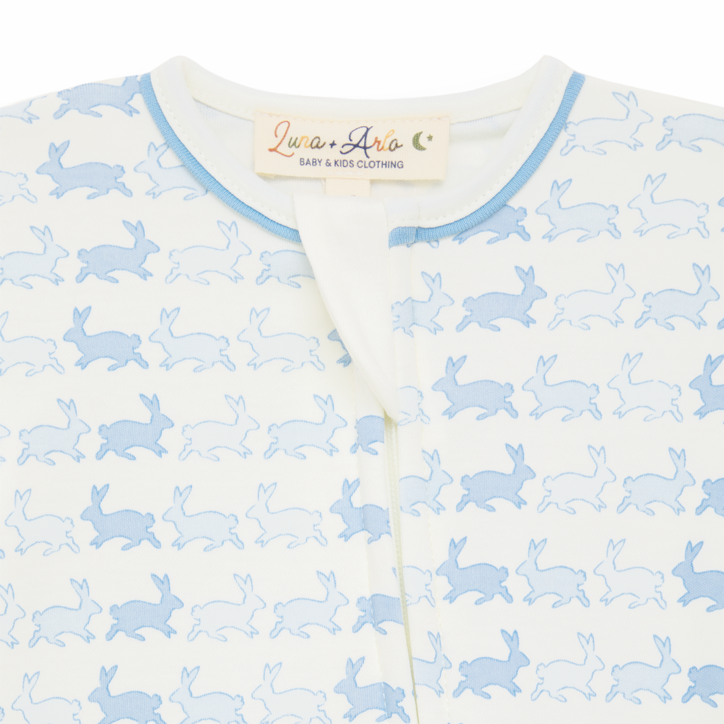 Sky Bunny Hop Pima Cotton Zip Footie