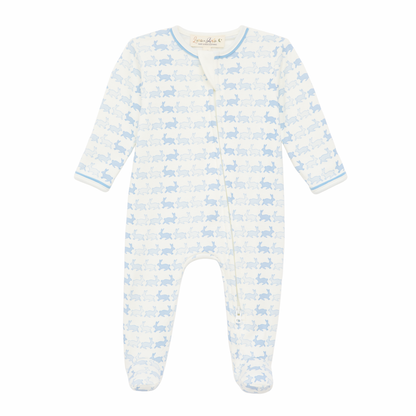Sky Bunny Hop Pima Cotton Zip Footie